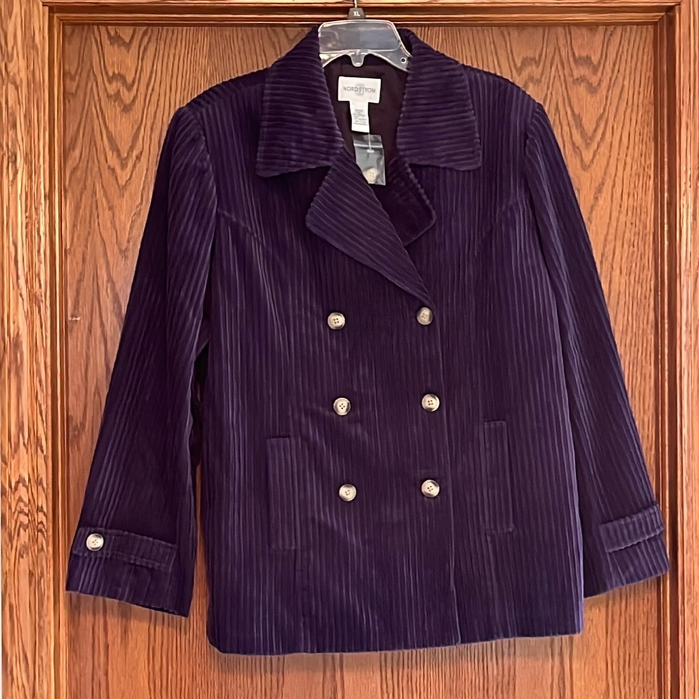 Nordstrom‎ Women’s Purple Corduroy Jacket Pea Coat XLP